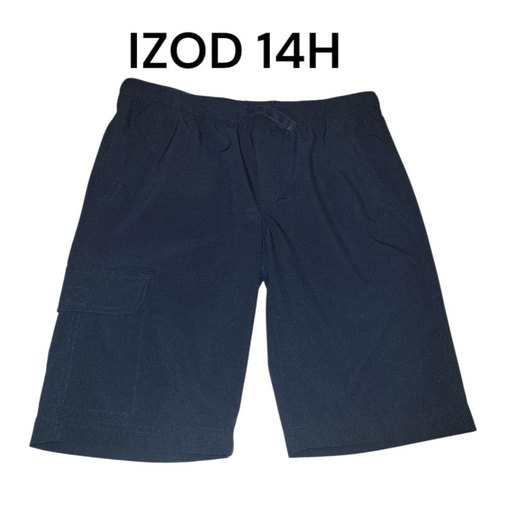 IZOD Boy's Husky Stretch Woven Pull-on Uniform Shorts, 14H, Navy, EUC, Like New